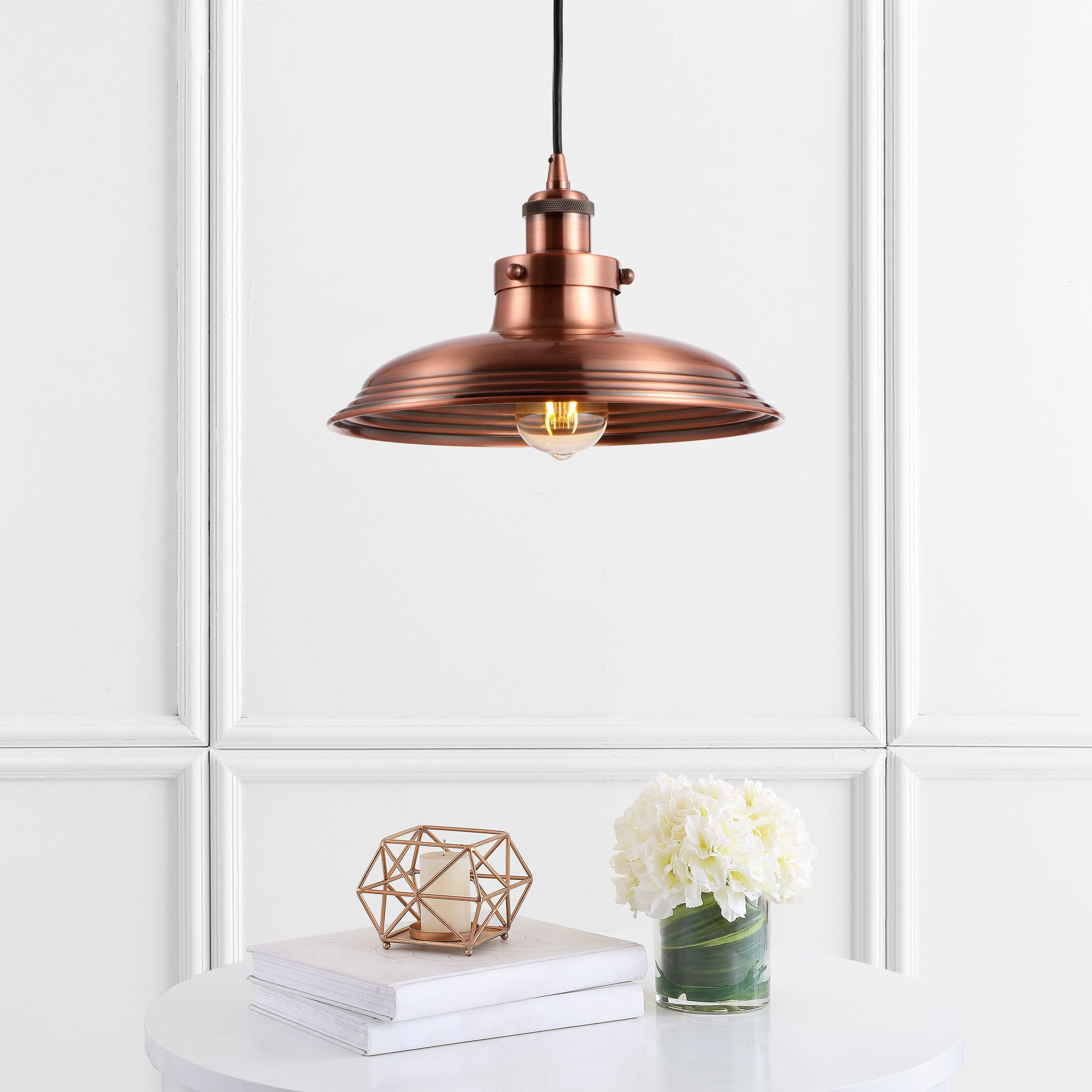 Alt View 1. Jonathan Y - Bedford 11" Adjustable Iron Industrial Rustic LED Pendant, Copper - Copper.