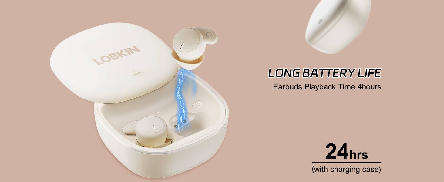 LOBKIN R LONG BATTERY LIFE Earbuds Playback Time 4hours 24hrs (with charging case)