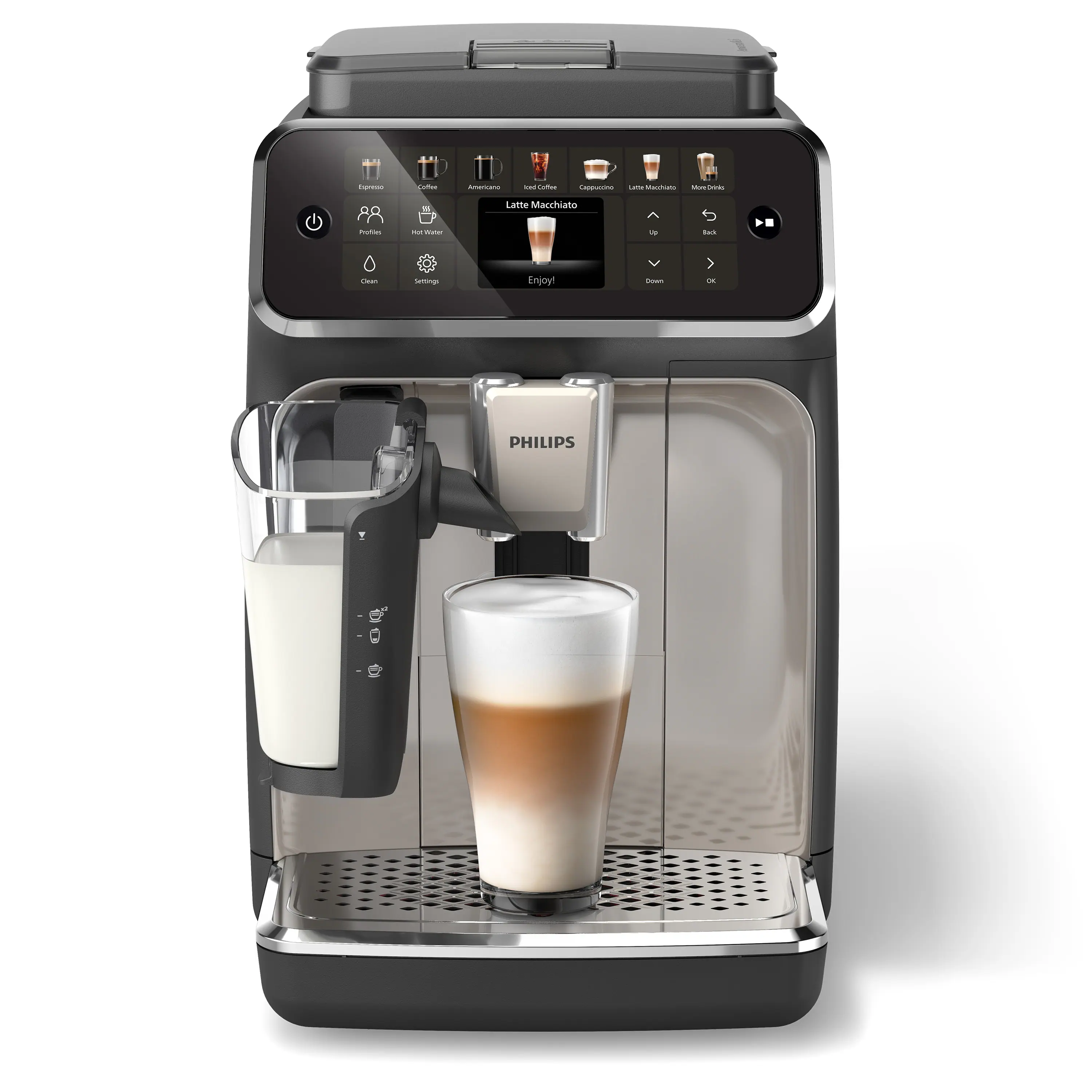 Philips - 4400 Fully Automatic Espresso and Coffee Machine with LatteGo Milk Frother, Black and Chrome - Black/Silver