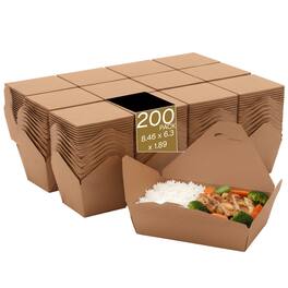 Eco Harmony Products - Kraft Paper Take-Out Boxes, Bio Box, 8.4" x 6.3" x 1.9", 200-Pack - Tan