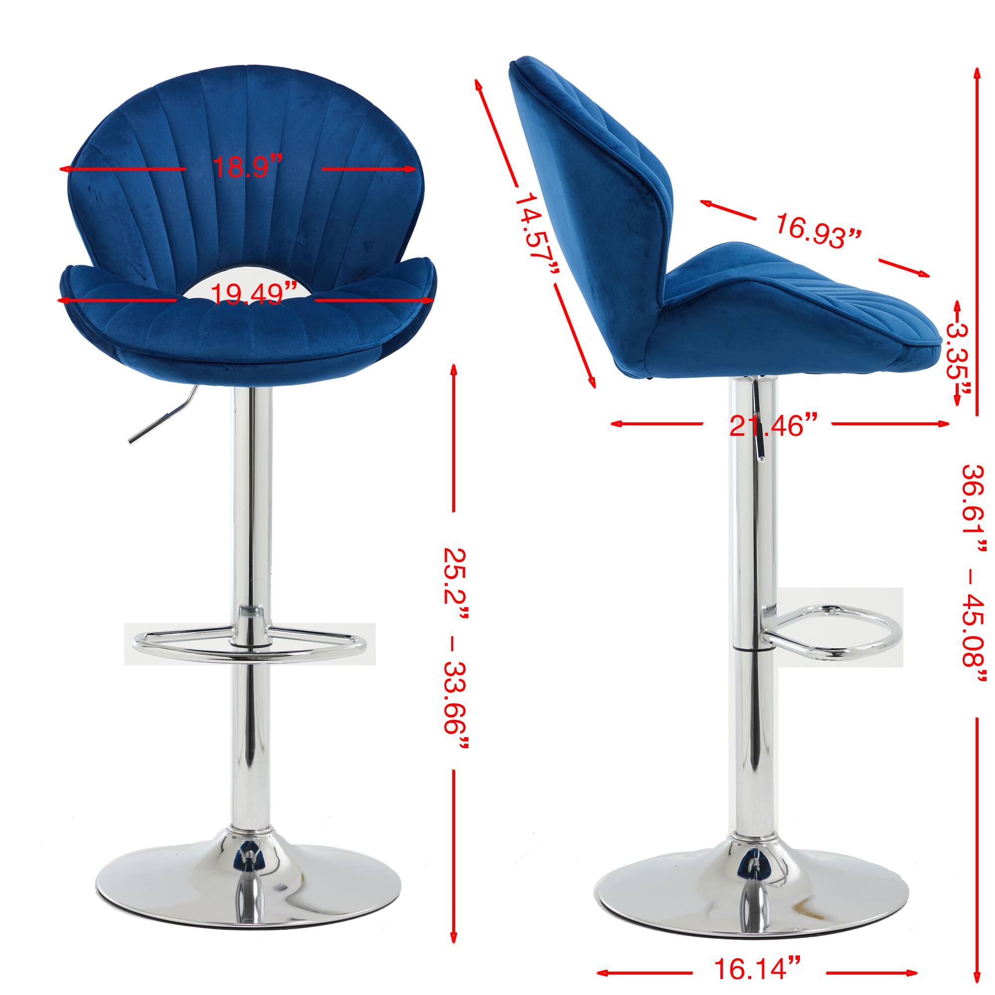 18.9"  
19.49"  
25.2" - 33.66"  
14.57"  
16.93"  
21.46" - 3.35"  
36.61" - 45.08"  
16.14"