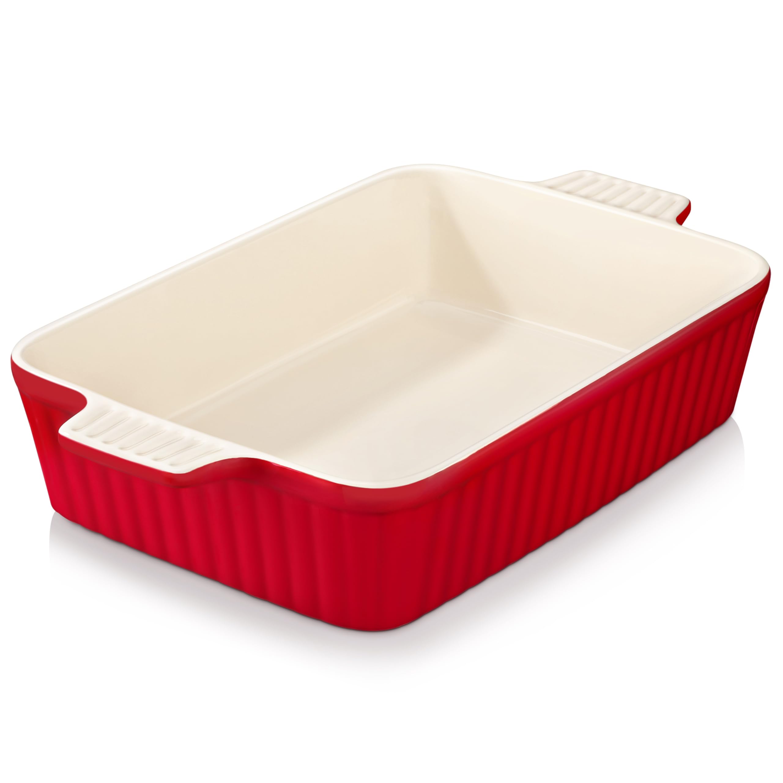 Front. PARKER SLATER - 4.4 Qt Baking Dish 9x13 Large Casserole For Oven Ceramic Pan Rectangular Lasagna Deep With Handles Durable Microwave ....