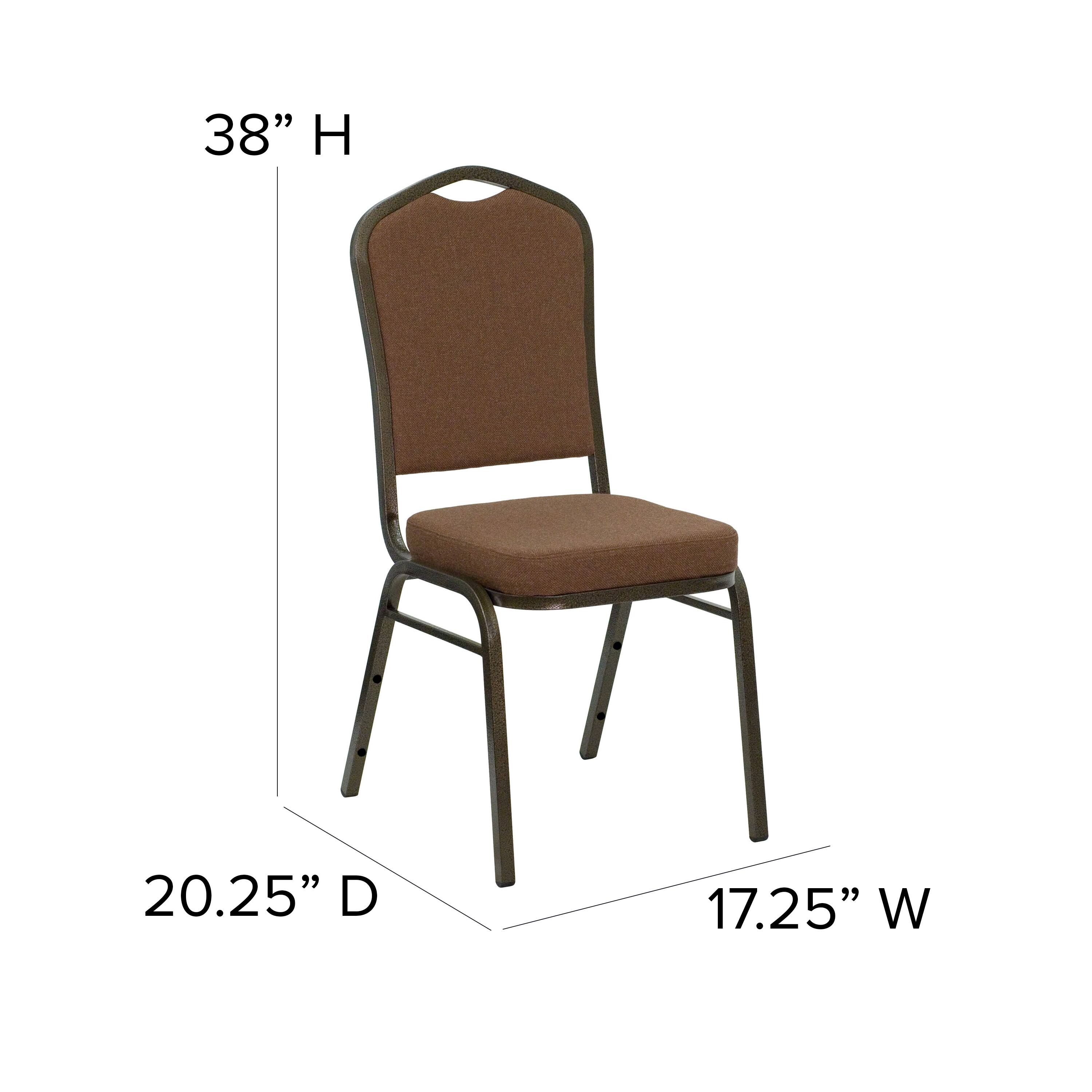 Alt View 13. Alamont Home - HERCULES Series Crown Back Stacking Banquet Chair - Coffee Fabric/Gold Vein Frame.