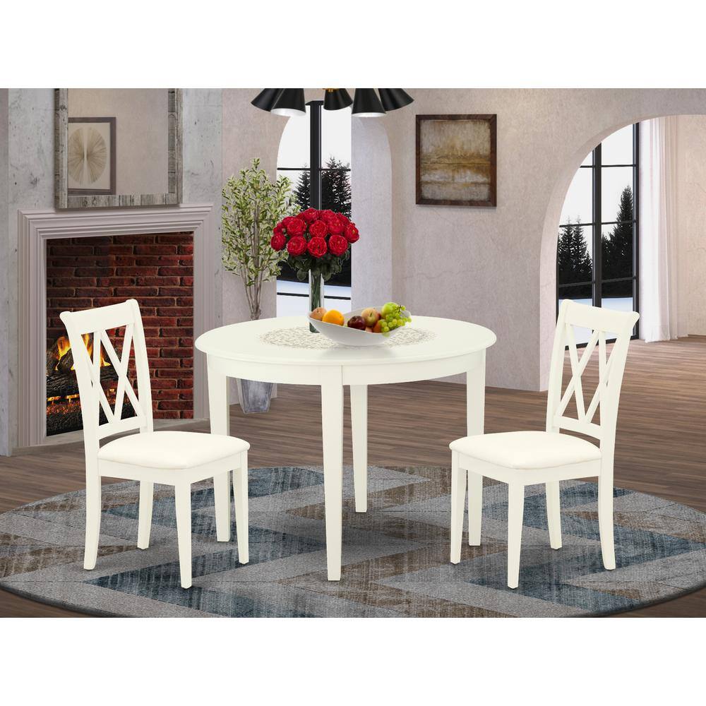 Left. East West Furniture - Dining Room Set Linen White - Brown.