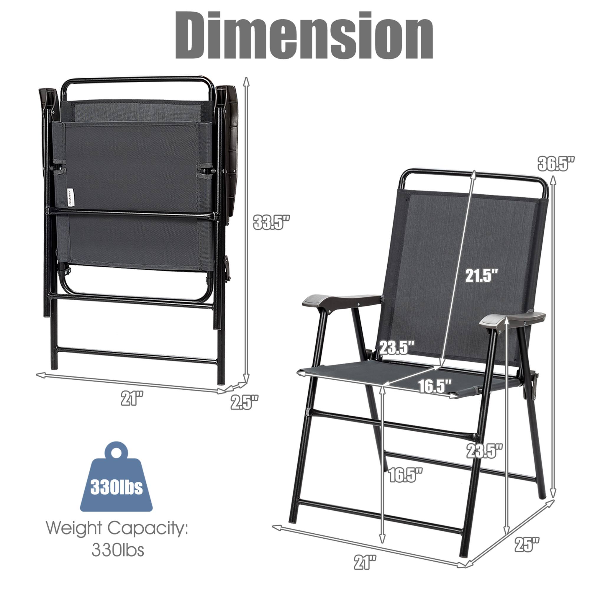 Dimension  
- Height: 36.5"  
- Width: 21.5"  
- Depth: 25"  
- Seat Height: 16.5"  
- Seat Width: 23.5"  
- Seat Depth: 21"  

Weight Capacity: 330lbs