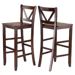 Winsome Wood - Victor 2-Pc V-back Bar Stool Set - Walnut