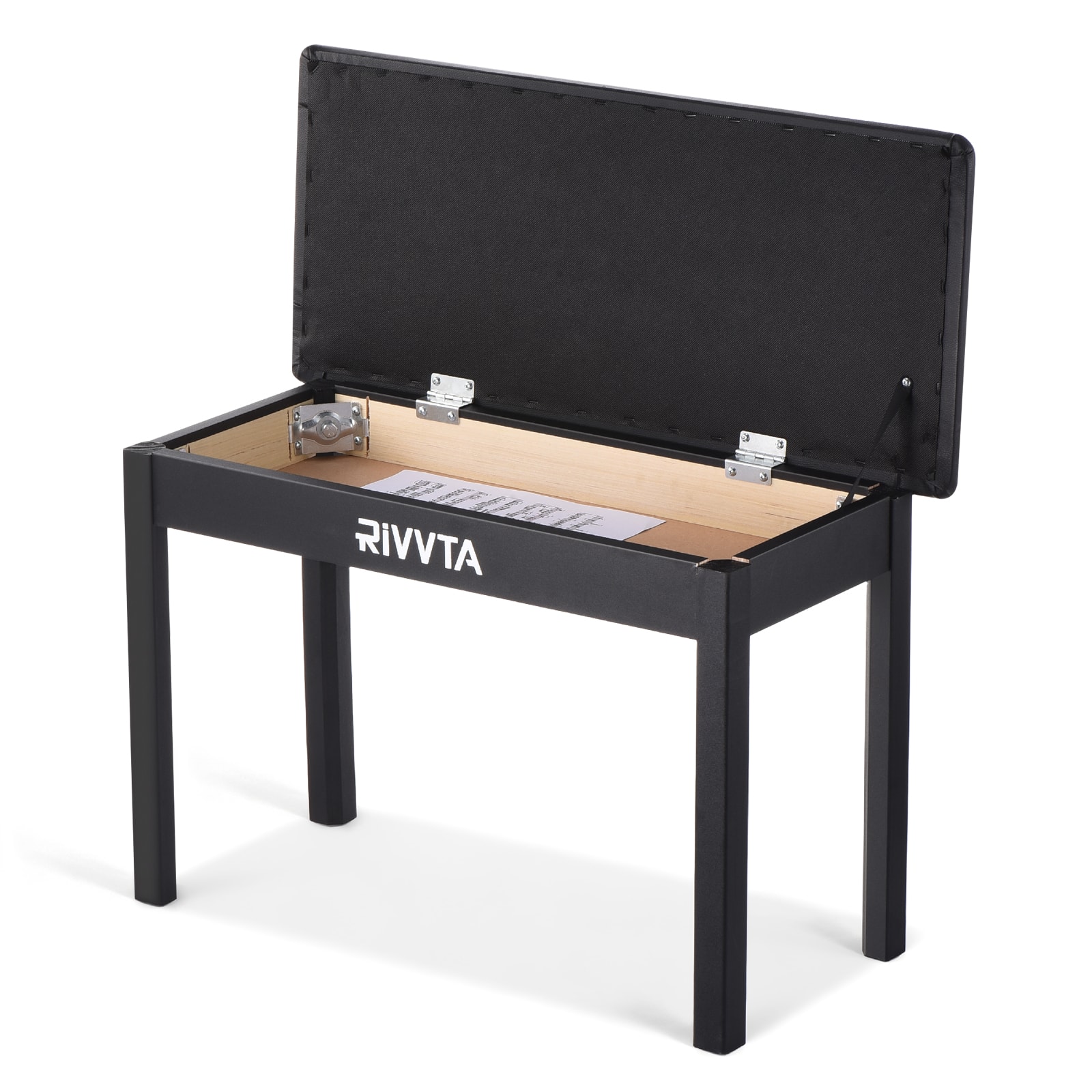 Unique Bargains - Piano Bench Keyboard Bench Wooden Piano Stool with Waterproof Padded Cushion Keyboard Chair for Vanity Living Room - Black