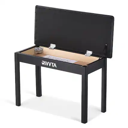 Front. Unique Bargains - Piano Bench Keyboard Bench Wooden Piano Stool with Waterproof Padded Cushion Keyboard Chair for Vanity Living Room - Black.
