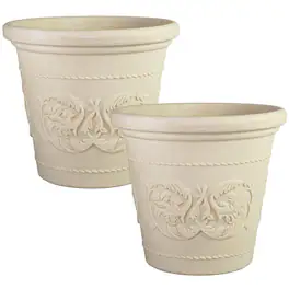 Sunnydaze - 2pk 19.5 in Arabella Polyresin Outdoor Planter - Antique White