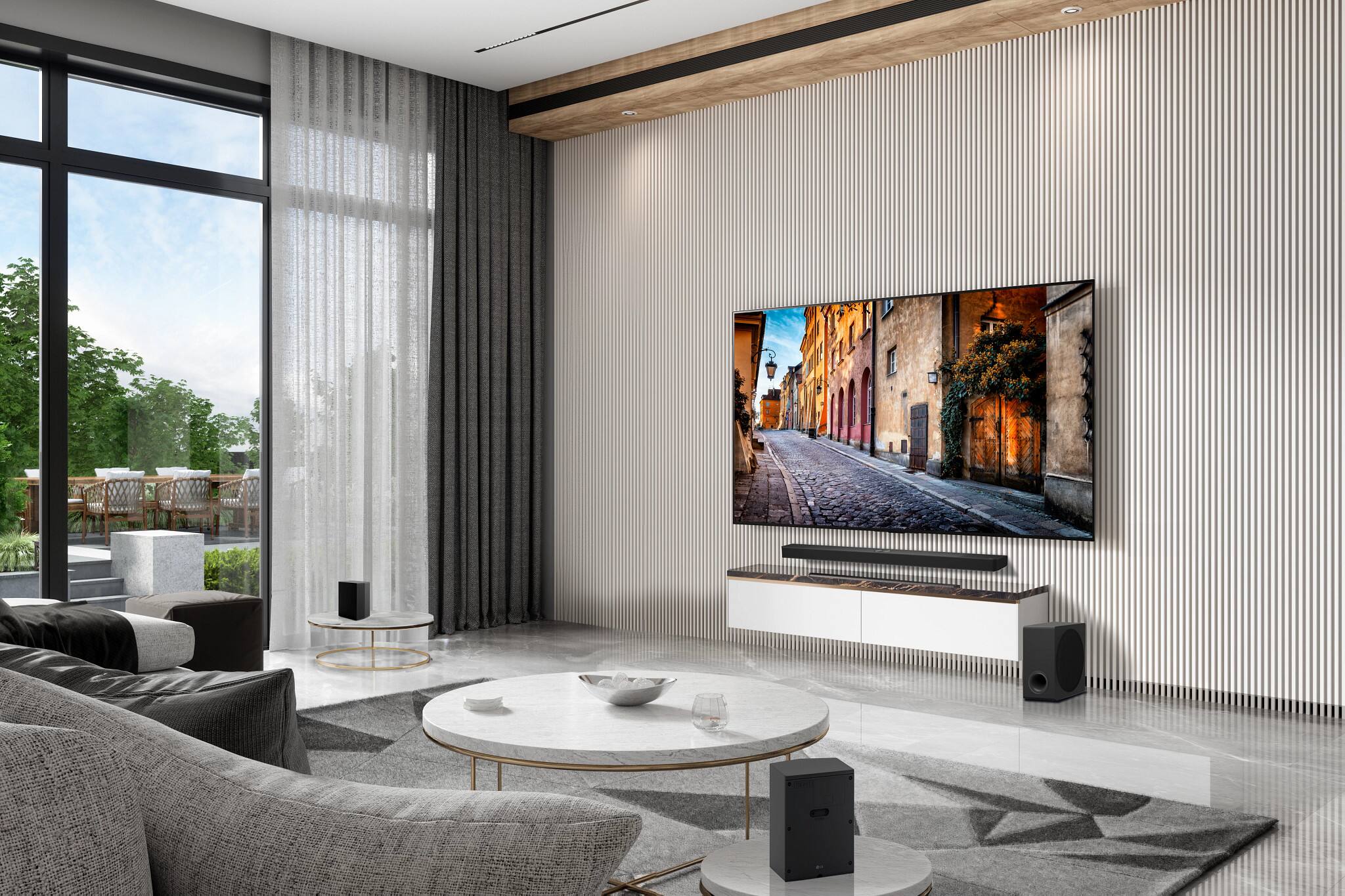 Alt View 4. LG - 7.1.3-Channel S90TR Home Theater Soundbar with Wireless Subwoofer and Rear Speakers, Dolby Atmos, WOW Orchestra - Black.