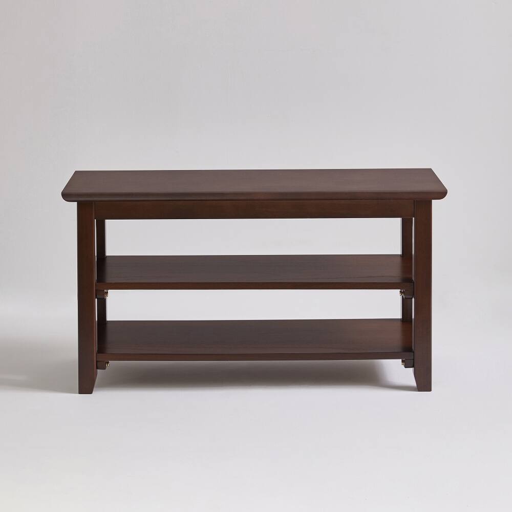 Alt View 6. Loheer - Loheer 2-Tier Solid Wood Shoe Bench, Walnut Entryway Shoe Rack with Storage Shelves, 31.5 Inch Wide - Walnut.