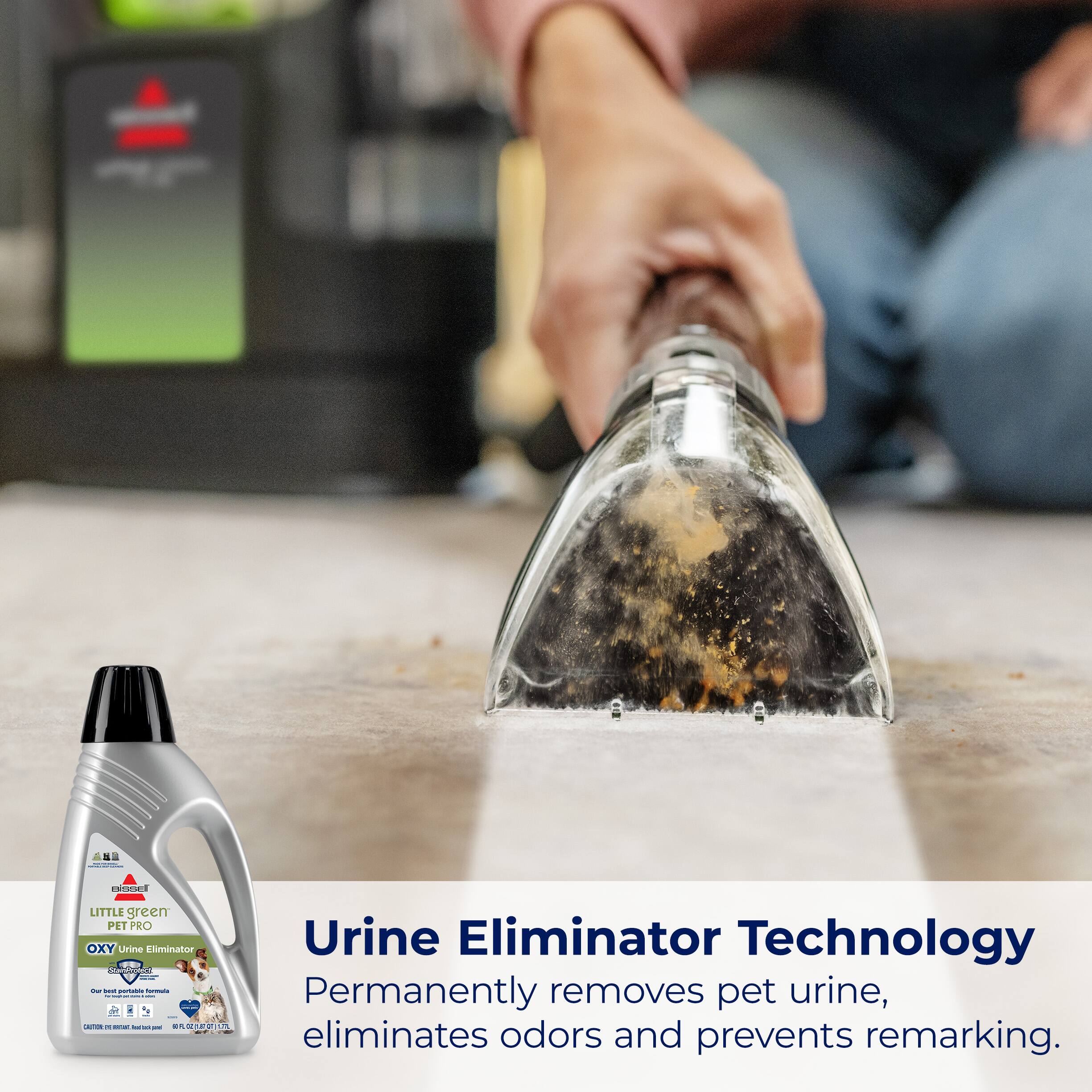 Urine Eliminator Technology permanently removes pet urine, eliminates odors and prevents remarking.