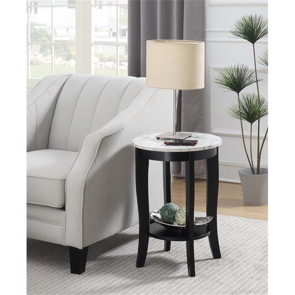Alt View 1. Hanke - Heritage Round End Table Faux Marble - Wirebrush Light Gray.