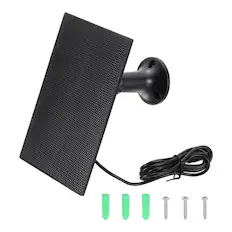Front. Unique Bargains - 2pcs Solar Panel for Ring Camera, 4W 6V USB Solar Panel Charger with 6ft Type-C Port Cable 360°Adjustable Wall Mount - Black.