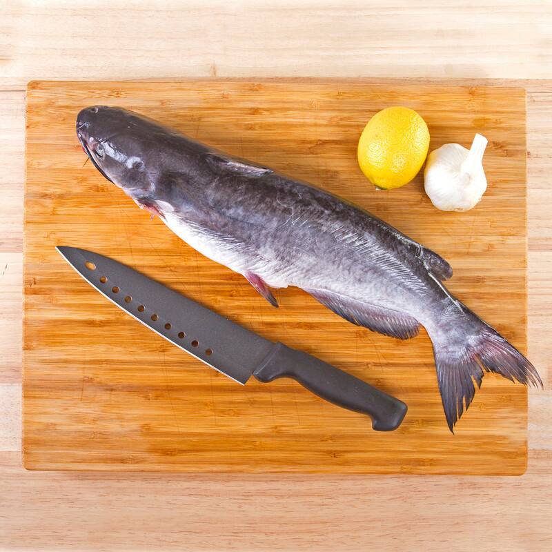 Angle. Kitchen + Home - Nonstick Sushi Chef Knife - 8" Stainless Steel Aerated Blade - black.