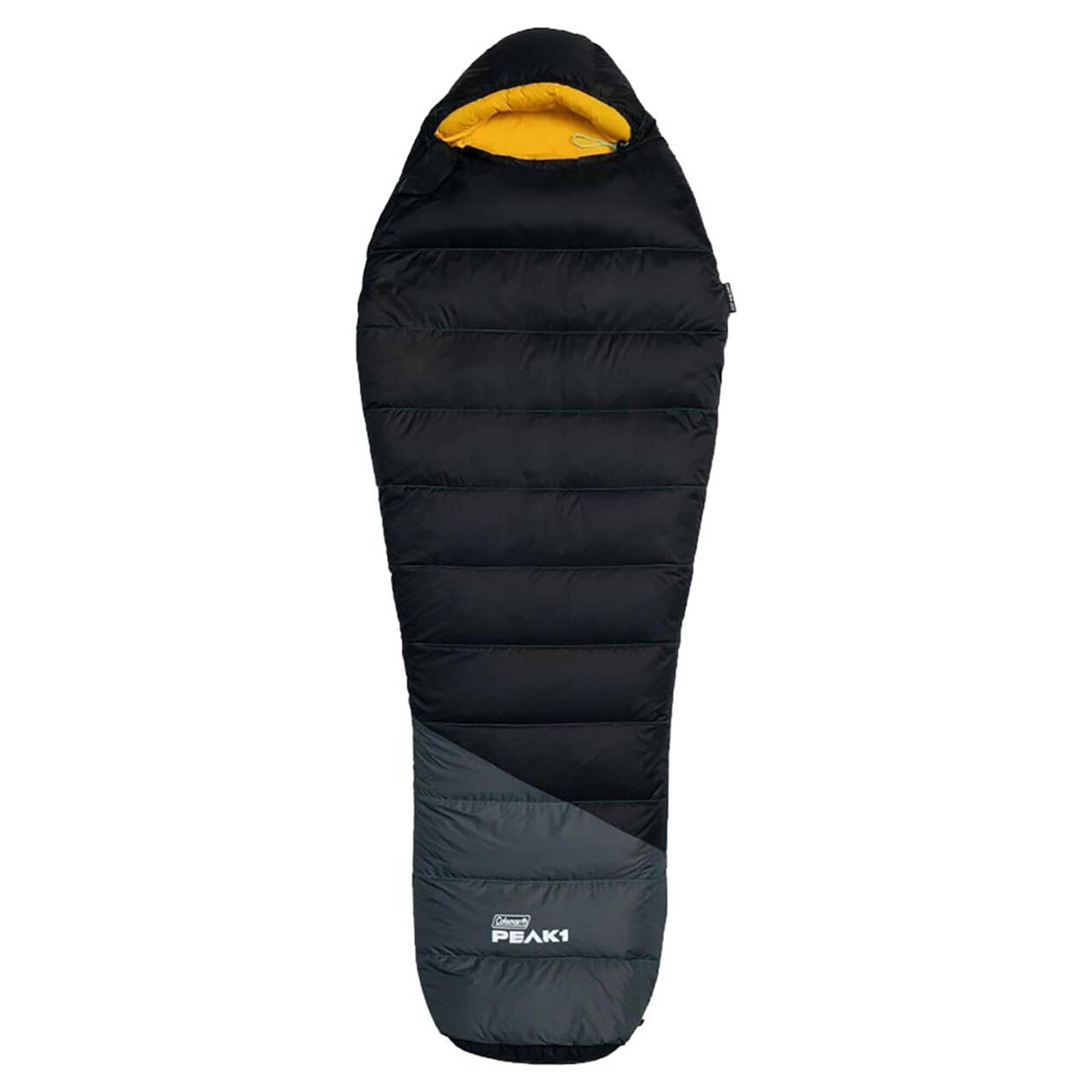 Front. Coleman - Coleman PEAK1 0 Degrees Fahrenheit 1 Person Nylon Mummy Sleeping Bag, Black - Black.