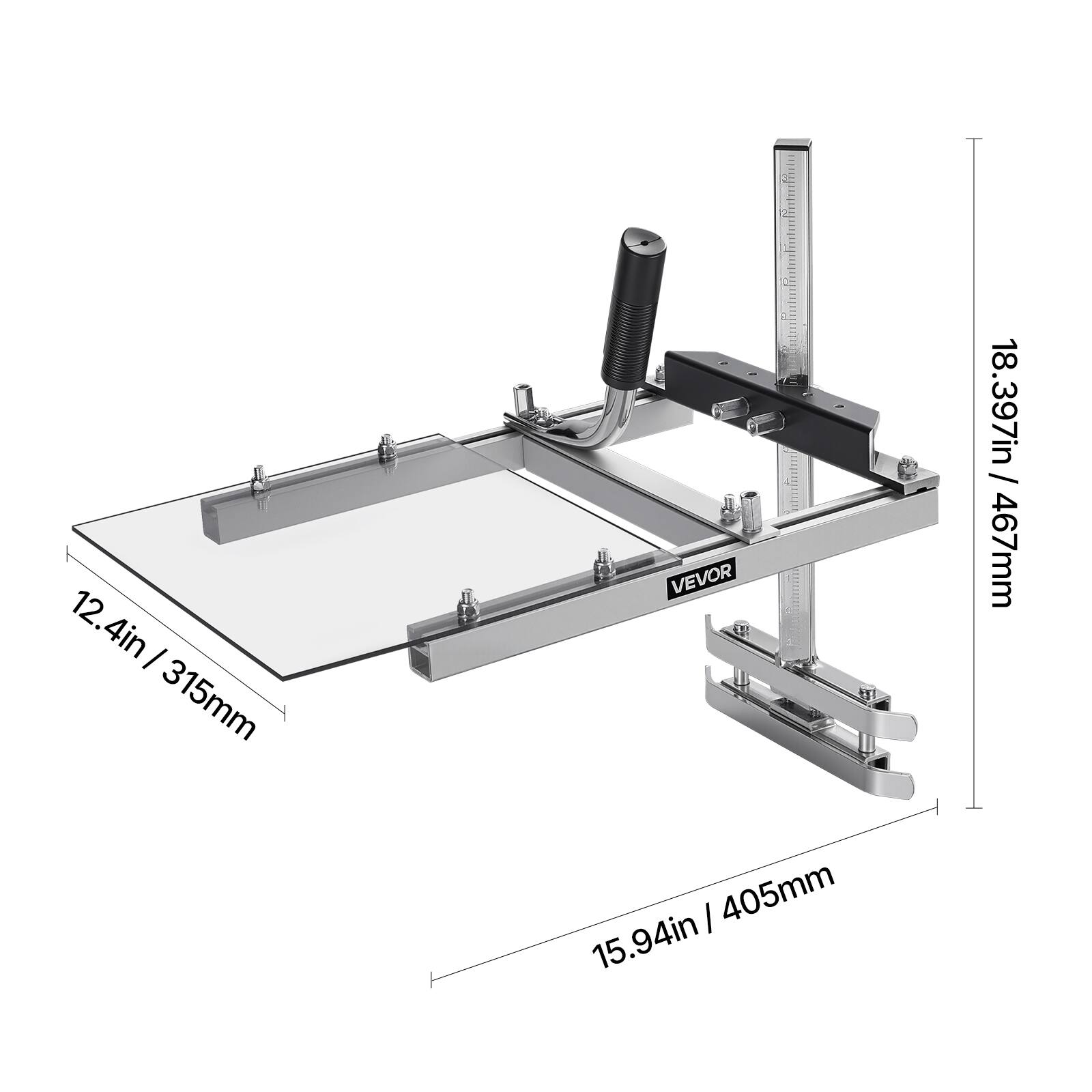 12.4in / 315mm  
18.397in / 467mm  
15.94in / 405mm