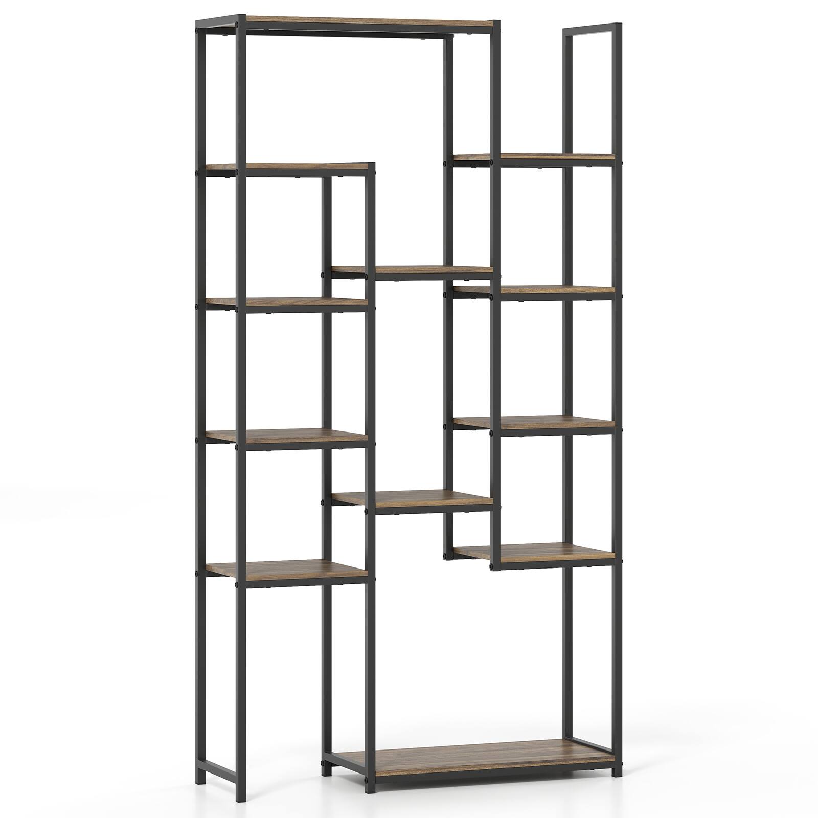 Alt View 8. Gymax - Gymax 71'' Tall Bookshelf w/12 Open Shelves Anti-tip Kit for Living Room Home Office - Brown.