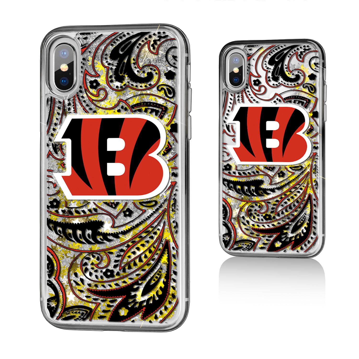 Alt View 2. Keyscaper - Cincinnati Bengals iPhone Paisley Design Glitter Case - 15 Pro Max - Multicolor.
