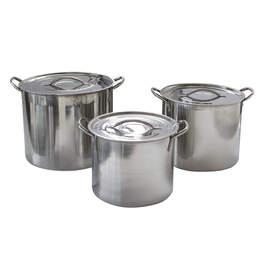 AmeriHome - 6 Piece Stainless Steel Stock Pot Set - Silver