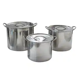 AmeriHome - 6 Piece Stainless Steel Stock Pot Set - Silver