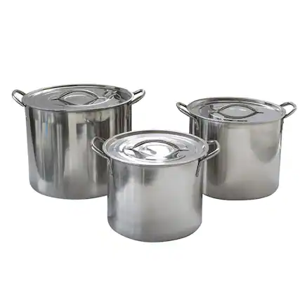 Front. AmeriHome - 6 Piece Stainless Steel Stock Pot Set - Silver.