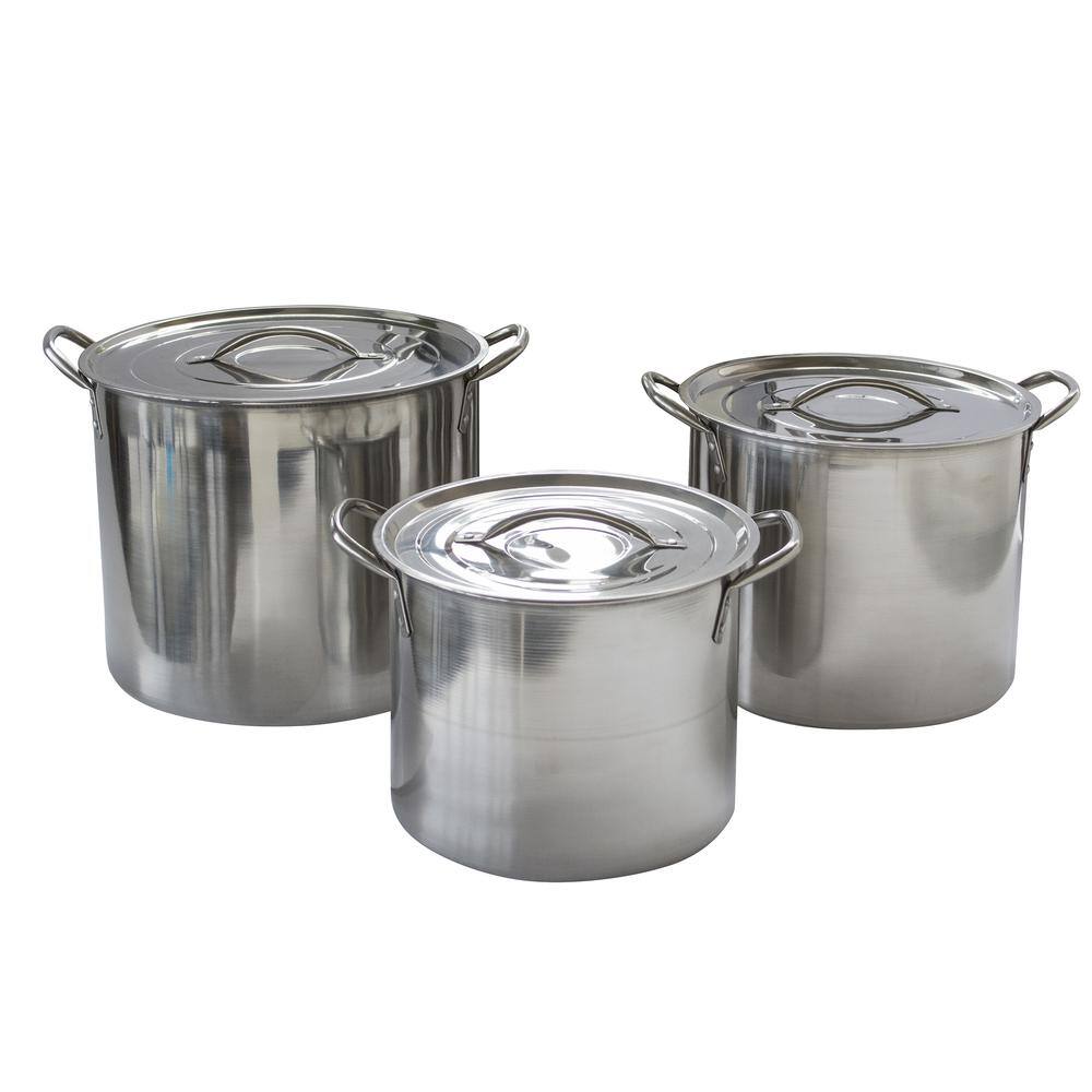 Front. AmeriHome - 6 Piece Stainless Steel Stock Pot Set - Silver.
