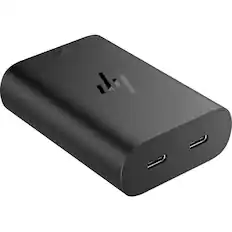 Front. HP - HP 65W GaN USB-C Laptop Charger - 65 W - 5 V DC, 9 V DC, 12 V DC, 15 V DC, 20 V DC Output - Black.