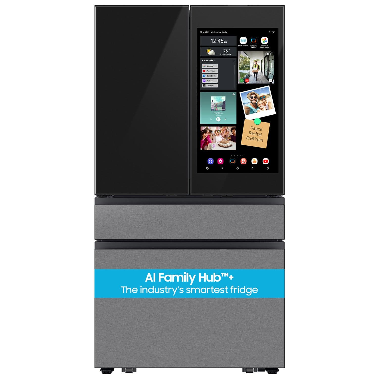 The text on the image reads: "Al Family Hub+ The industry's smartest fridge."