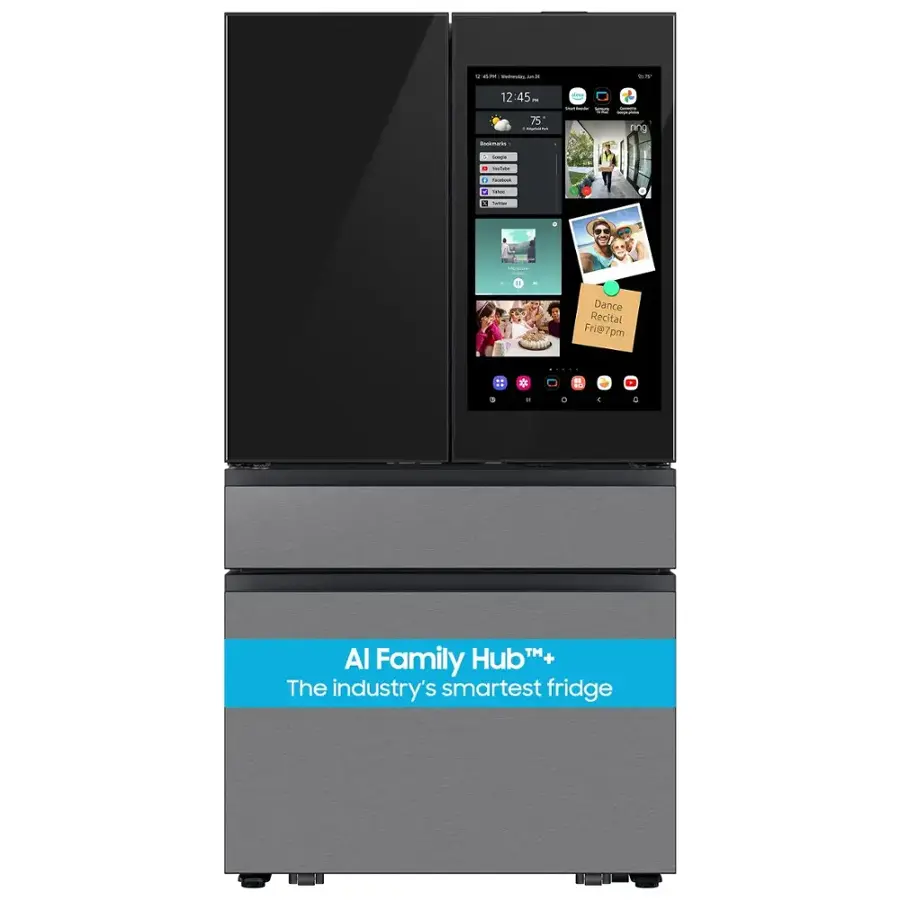 The text on the image reads: "Al Family Hub+ The industry's smartest fridge."