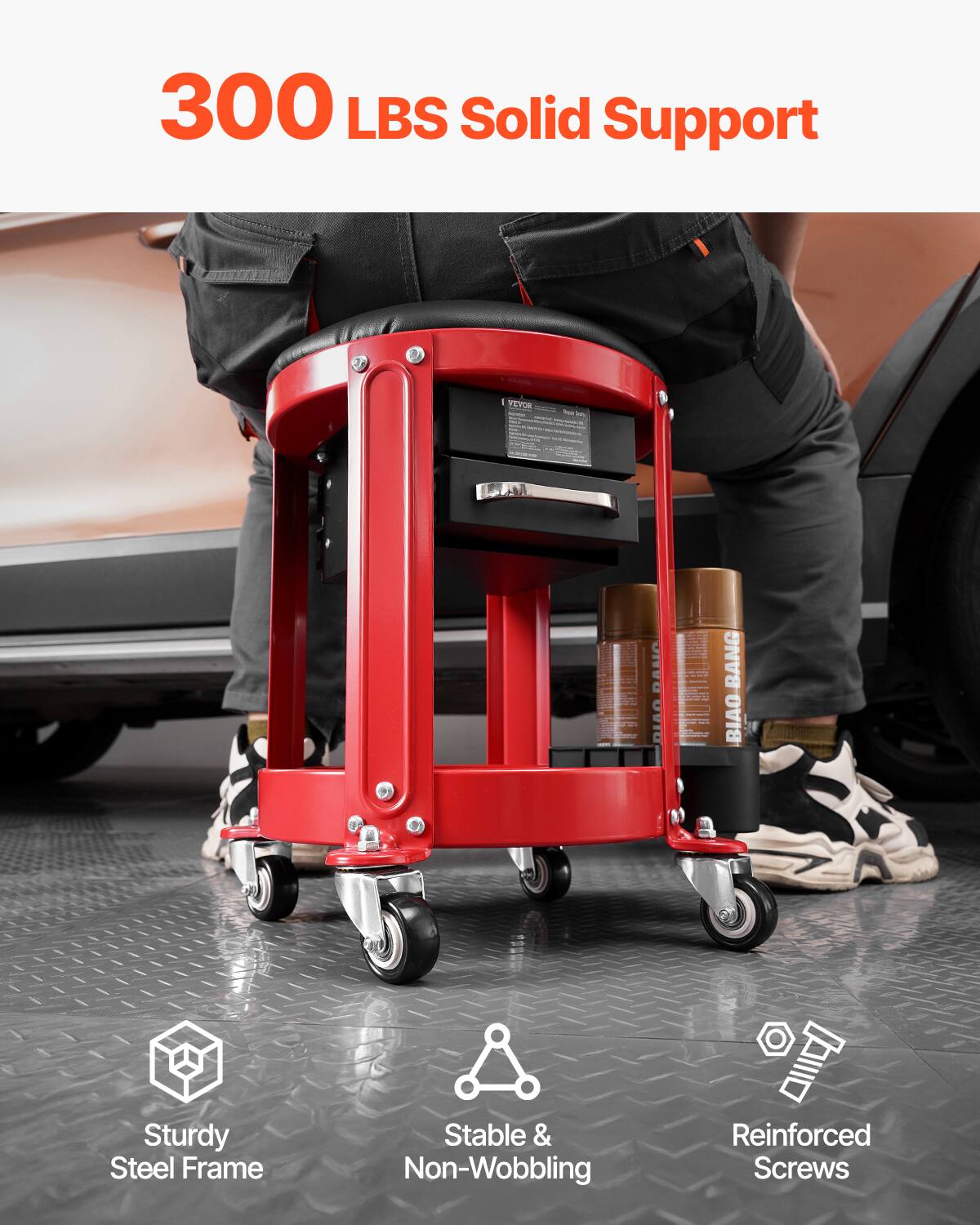 300 LBS Solid Support

- Sturdy Steel Frame
- Stable & Non-Wobbling
- Reinforced Screws