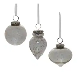 BreeBe - Grey Mercury Glass Ornament (Set of 6) - Silver