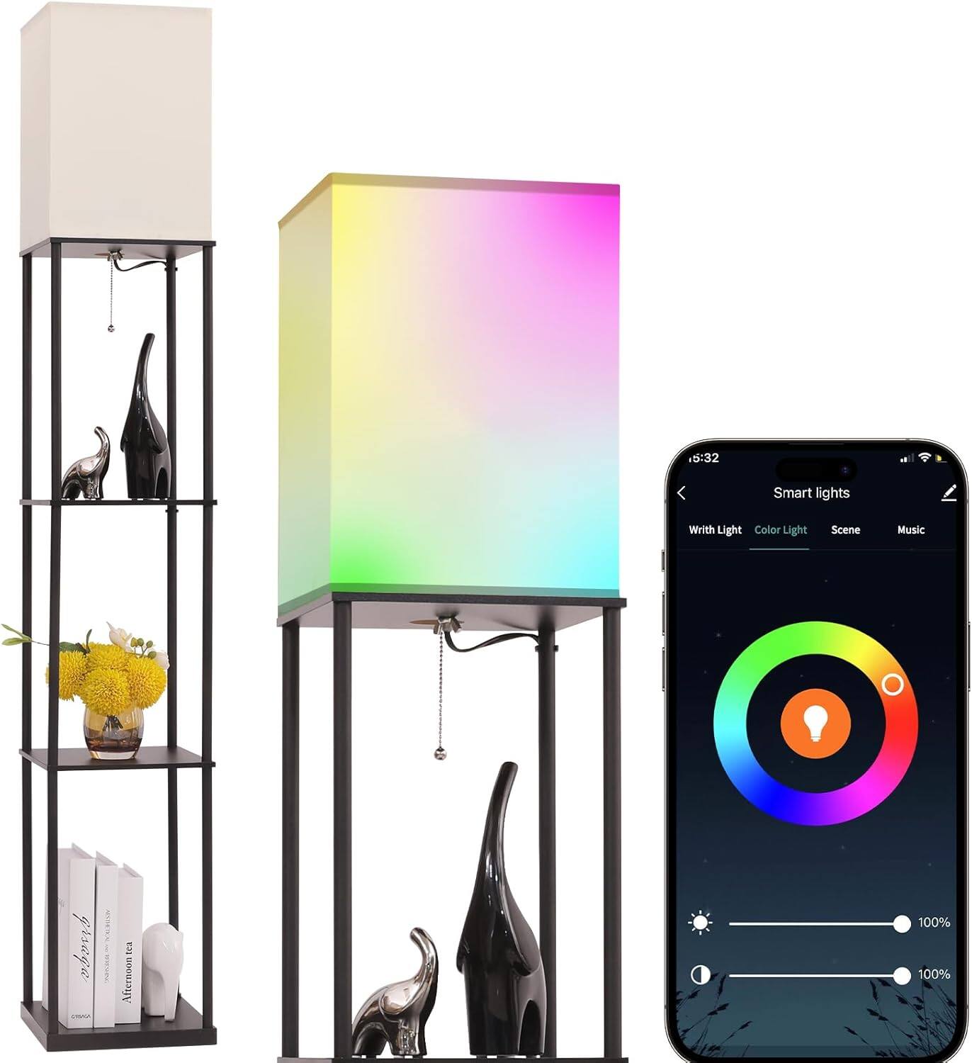 5:32 Smart lights  
With Light Color Light Scene Music  
grsaga tea  
Afternoon  
100% 100%