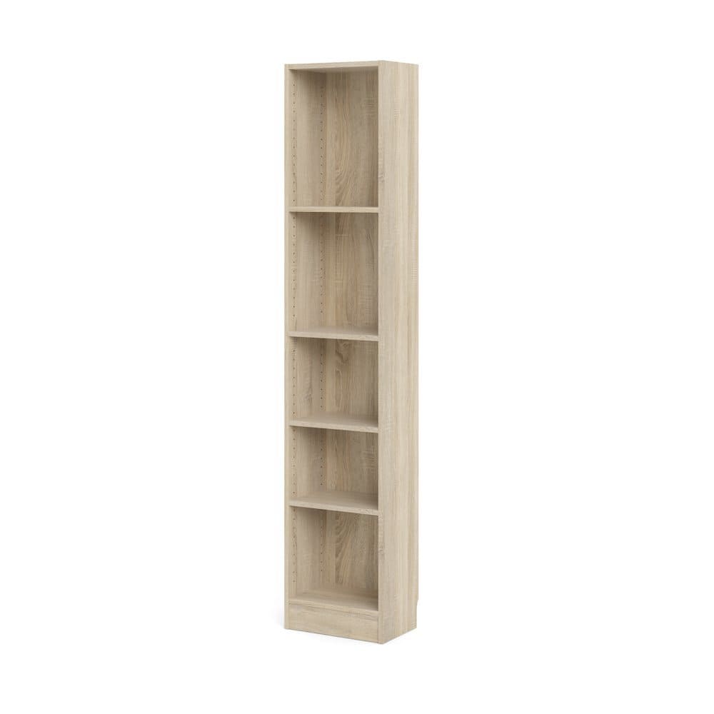 FurniFact - Tall Narrow Book Shelf - Compact Small Bookshelf with 5 Shelves - Brown