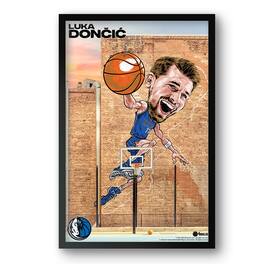 Sporticulture - Luka Don-i- Dallas Mavericks Framed 27" x 39" Player Caricature Art - Multicolor