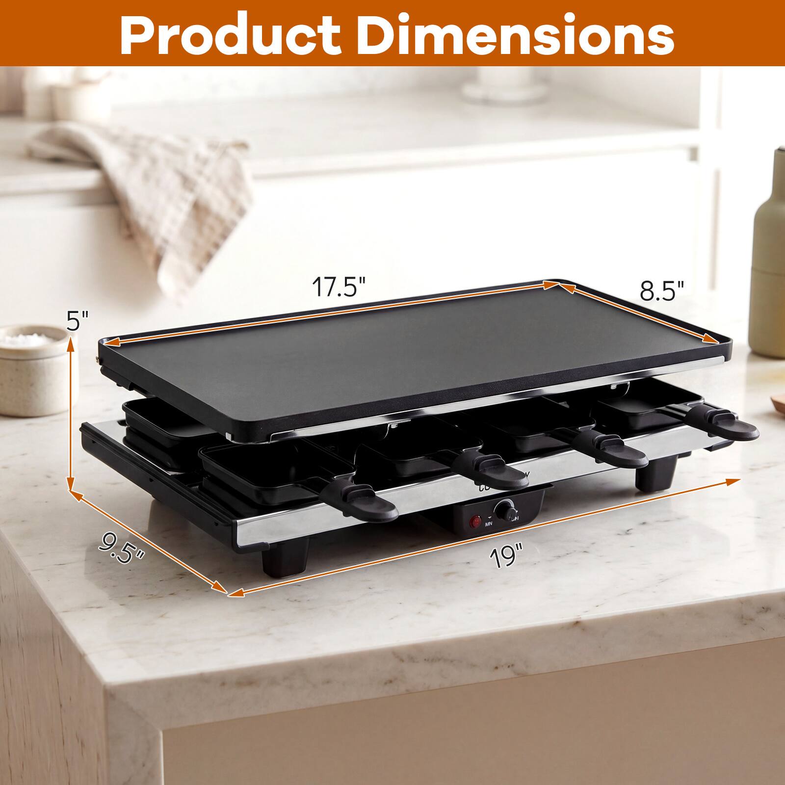 Product Dimensions: 5" x 17.5" x 8.5" x 9.5" - 19"