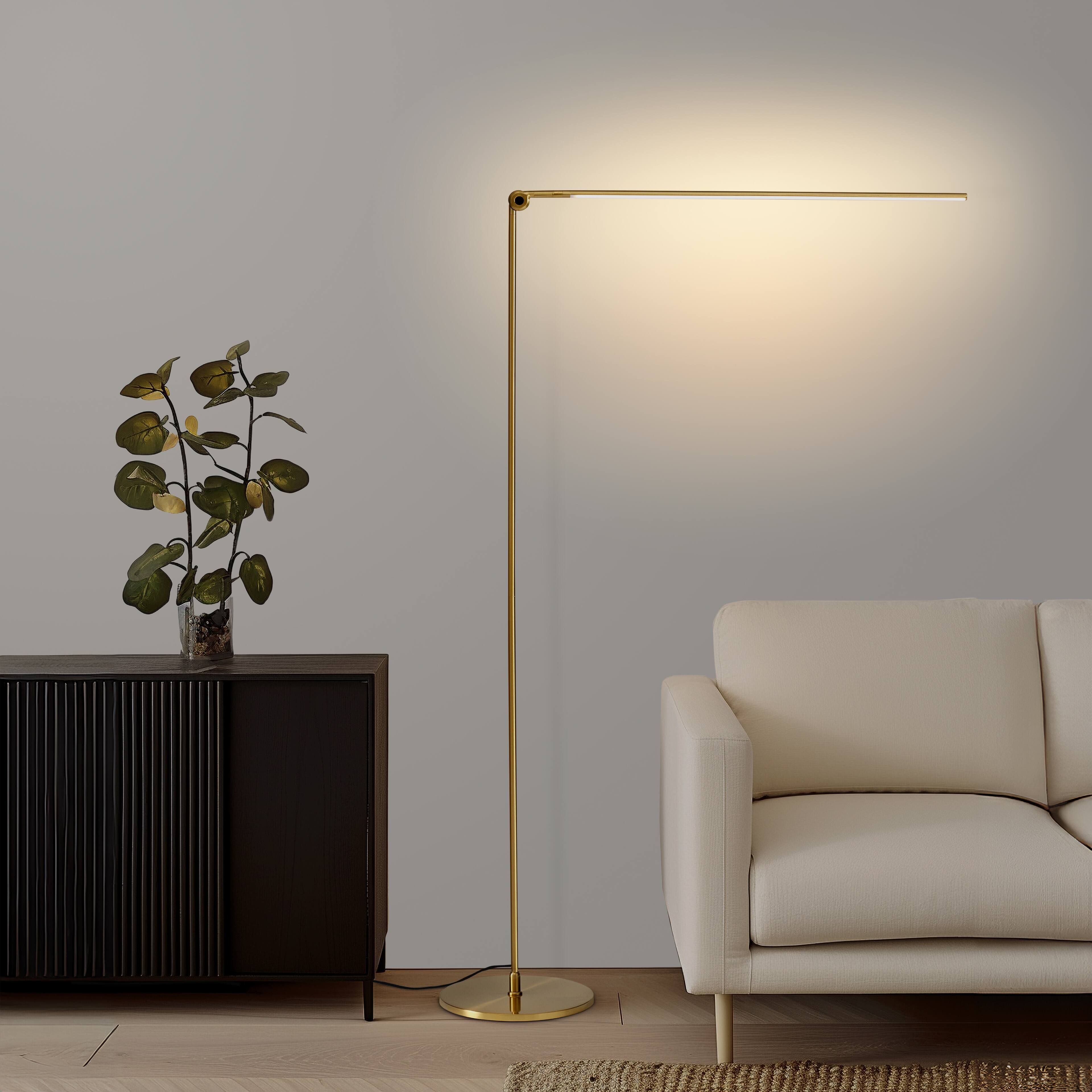 Alt View 9. Brightech - Libra LED Modern Industrial Arc Dimmable Super Bright Floor Lamp with Rotating Height-Adjustable Head - Antiqued Brass.