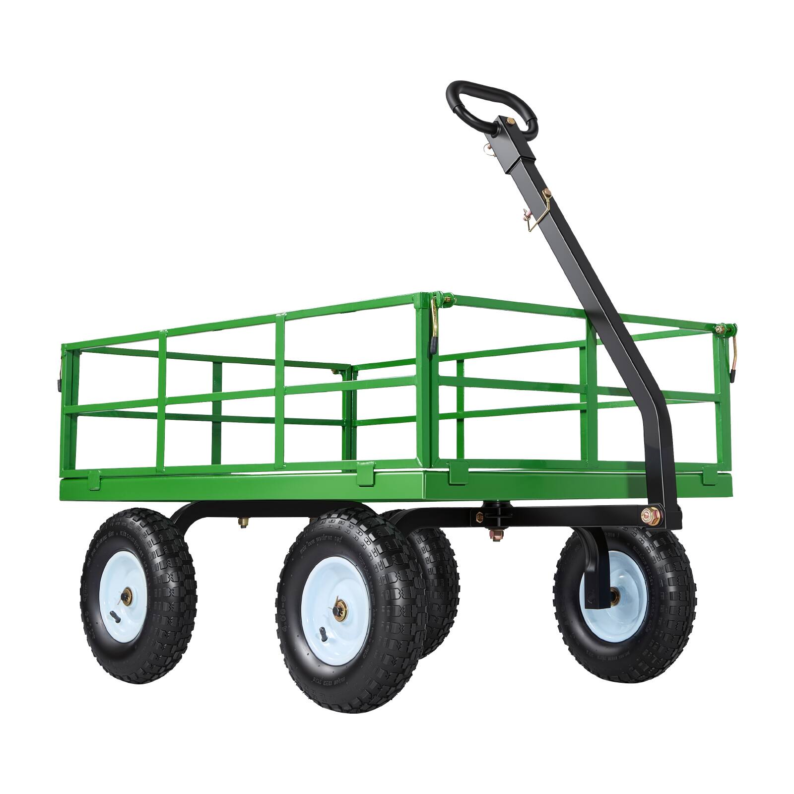 Alt View 5. VEVOR - Steel Garden Cart, 1200 lbs Heavy Duty Pullable Garden Wagon Yard Cart, 2 in 1 Outdoor Metal Utility Wagon Yard Trailer - Black + Green.