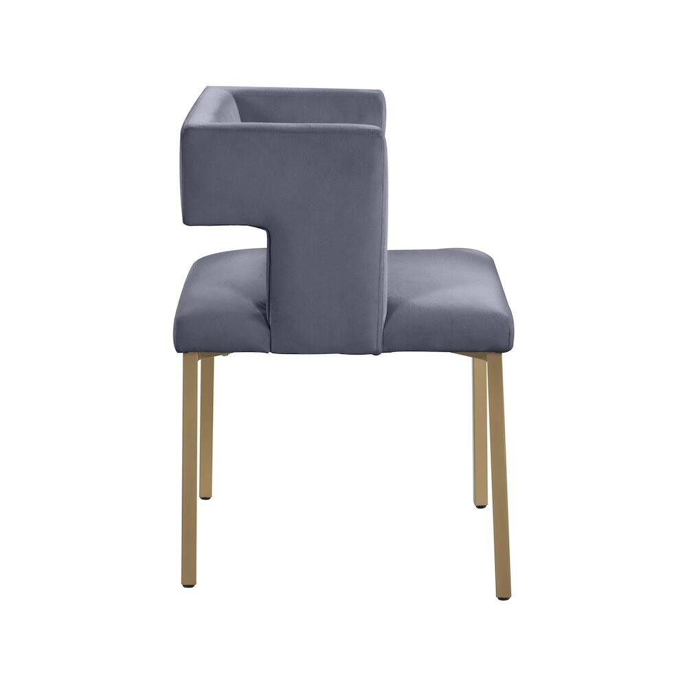 Alt View 2. Meridian Furniture - Caleb Grey Velvet Dining Chair, Set of 2 - Grey.