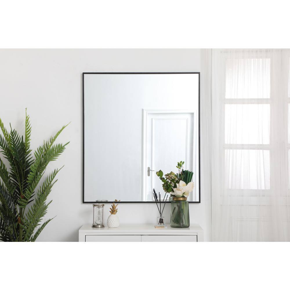 Front. Elegant Decor - Metal frame rectangle mirror 36 inch in Black - Black.