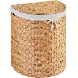 Best Choice Products - Half Moon Laundry Hamper w/ Lid, Half Round Laundry Basket, w/ Removable Liner & Handles - Natural