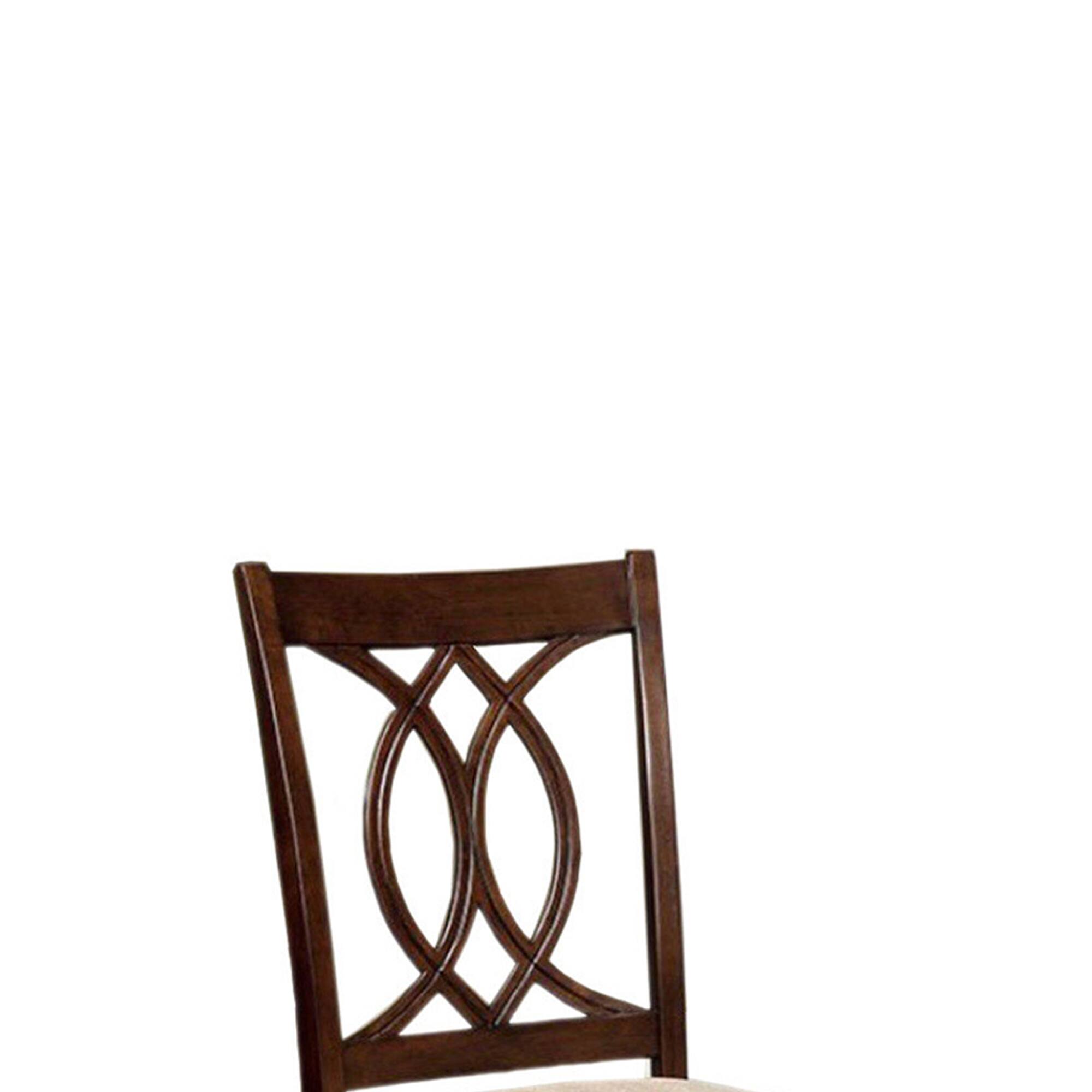 Angle. Manhattan Lane - Fabric Upholstered Side Chair with Cut Out Back, Set of 2 - Beige and Brown.