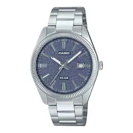 Casio - Men’s Matte Blue Dial Two-Tone Stainless Steel Bracelet Watch - MTP-1302DA-2A1VDF - Silver