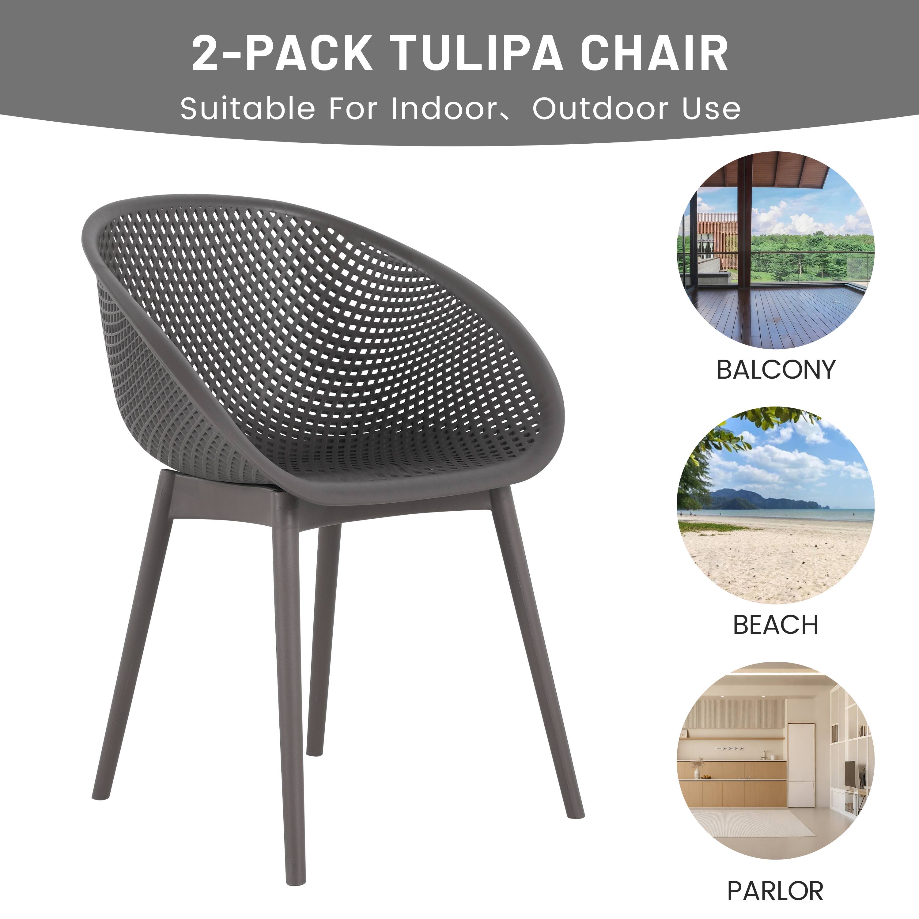 2-Pack Tulipa Chair  
Suitable For Indoor, Outdoor Use  
Balcony, Beach, Parlor