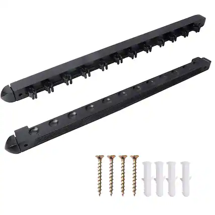 Front. GSE Games & Sports Expert - 2-Piece Wood 12 Billiard Pool Cue Rack Wall Mounted Holders, Pool Cue Sticks Wall Rack Set - Black - Black.