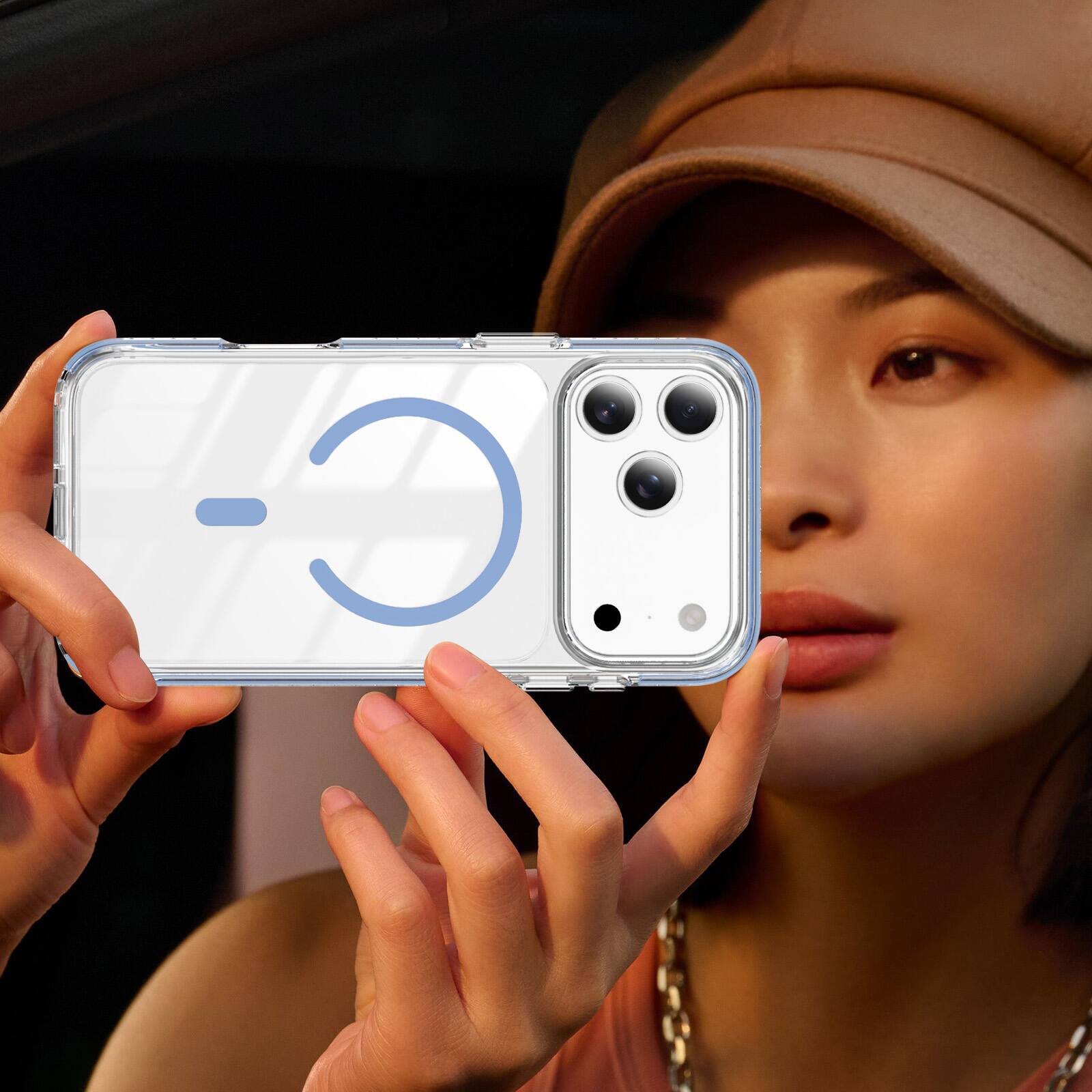 Alt View 4. UUCOVER - Magnetic Case for Apple iPhone 18 Pro Max, Compatible with MagSafe, Shockproof Anti-slip Bumper Anti-Scratch Clear Cover - Blue.