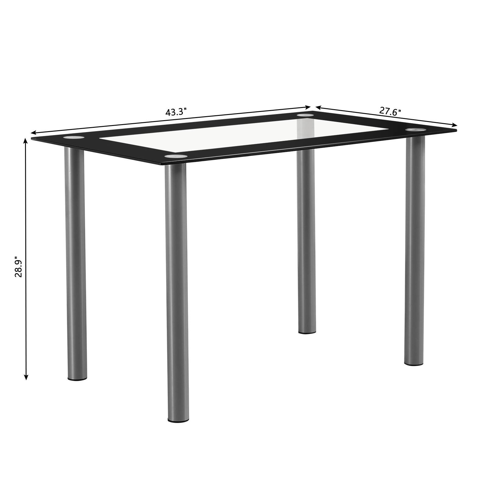 Alt View 1. Winado - Modern Tempered Glass Dining Table Glass Top Table with 4 Heavy-Duty Metal Legs for Kitchen, Dining Room, Dinette, Dorm - Black.