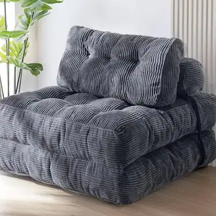 Front. GARVEE - Portable Foldable Sofa Bed, Convertible Sleeper Chair and Mattress, Grey - Grey.