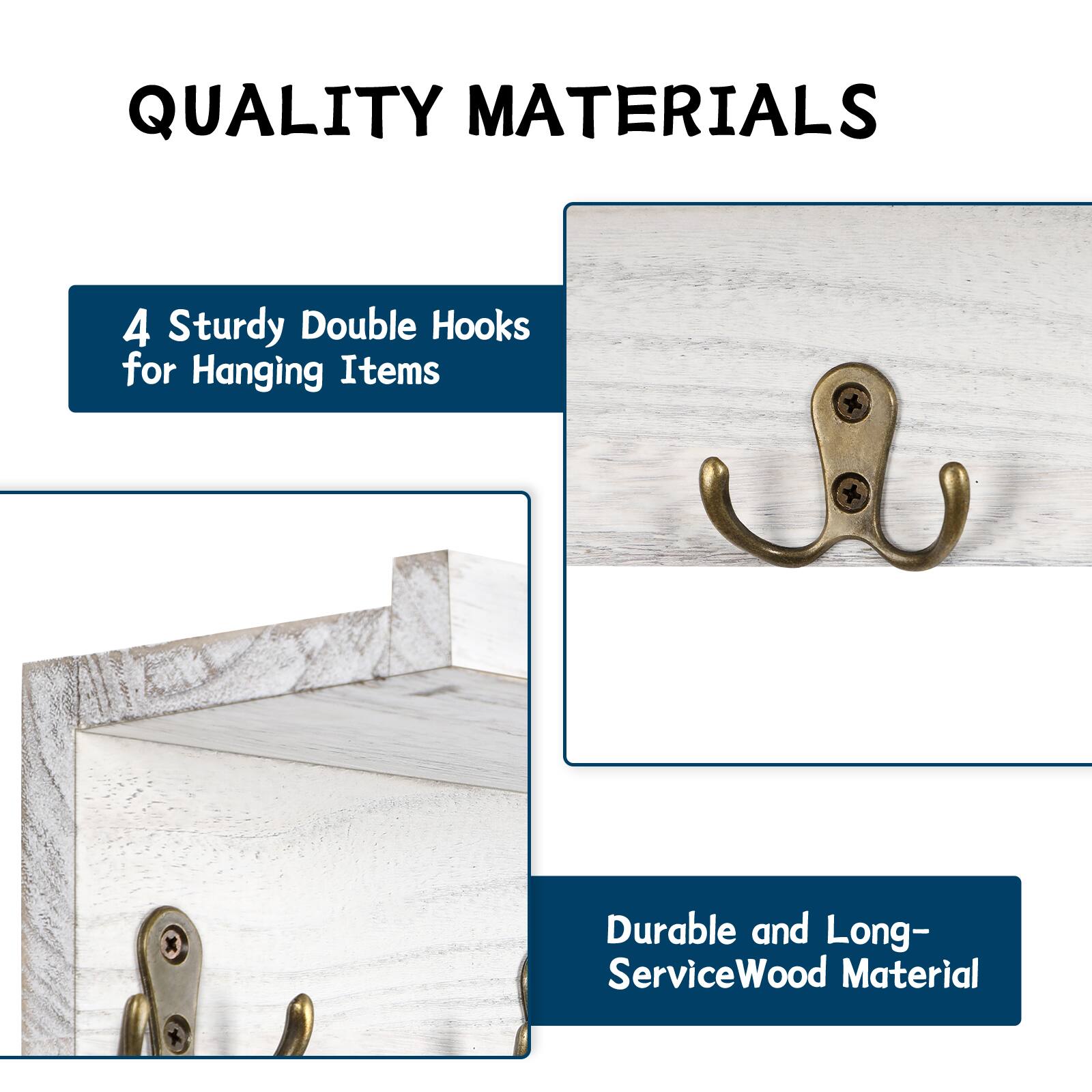 QUALITY MATERIALS

4 Sturdy Double Hooks for Hanging Items

Durable and Long-Service Wood Material
