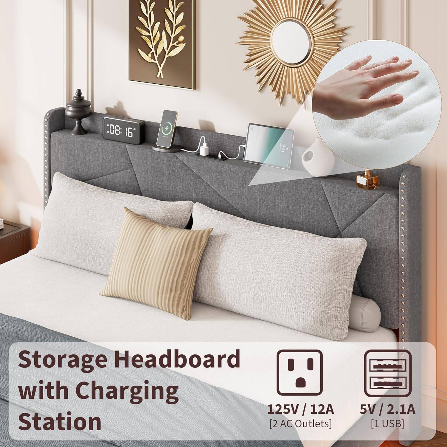 Storage Headboard with Charging Station

125V / 12A [2 AC Outlets]

5V / 2.1A [1 USB]